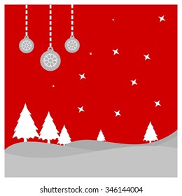 Vector Christmas greeting card - Happy New year and Merry Christmas holidays lettering on a winter snow background - EPS10 vector file organized in layers for easy editing.