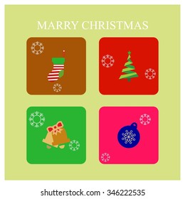 Vector Christmas greeting card - Happy New year and Merry Christmas holidays lettering on a winter snow background - EPS10 vector file organized in layers for easy editing.