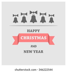 Vector Christmas greeting card - Happy New year and Merry Christmas holidays lettering on a winter snow background - EPS10 vector file organized in layers for easy editing.