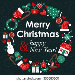 vector Christmas greeting card with holiday design elements. EPS