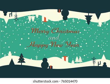 Vector Christmas greeting card - holidays lettering on a winter background