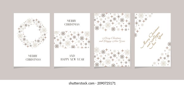 Vector Christmas greeting card with the image of stars and snowflakes.