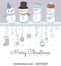 Vector Christmas Greeting Card. Merry Christmas lettering and background