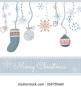 Vector Christmas Greeting Card. Merry Christmas lettering and background