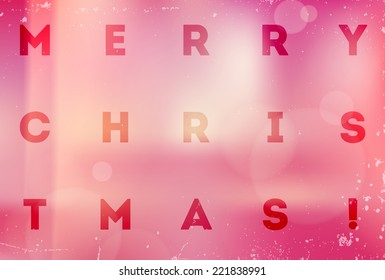 Vector Christmas greeting card on colorful unfocused bokeh background