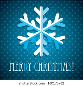 vector christmas greeting card with origami snowflake