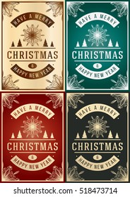 Vector Christmas greeting card set