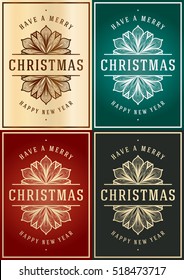Vector Christmas greeting card set