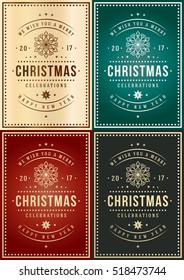 Vector Christmas greeting card set