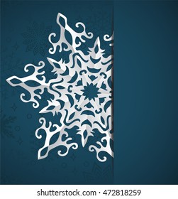 Vector Christmas greeting card with snowflake 