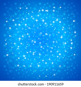 Vector Christmas Greeting Card with Snowflakes on Blue Background