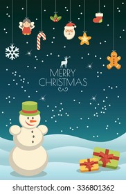 Vector Christmas greeting card with the text. Congratulation. Vector illustration