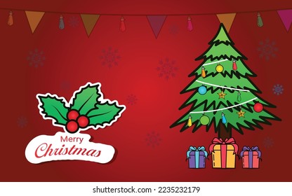 Vector christmas greetings card.  Christmas party invitation card, holiday sales. Can be used for poster, web page, christmas flyer packaging