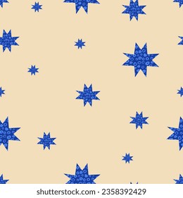 Vector Christmas greetings seamless pattern. Winter holidays design elements. Golden star - traditional xmas attributes.