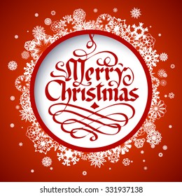 vector christmas hand drawn calligraphic logo new year card happy classic vacation traditional holiday background scene red new ceremony christmas celebration ornate fancy smiling vintage decorative c