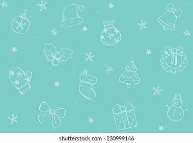 Vector Christmas hand drawn doodle pattern