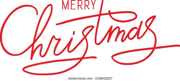 Vector Christmas hand drawn lettering. Xmas text isolated on white for postcard, poster, banner design element. Merry Christmas script calligraphy. Xmas holiday lettering design. EPS10