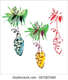 
 
Vector Christmas handmade images set for New Year's design card with tree