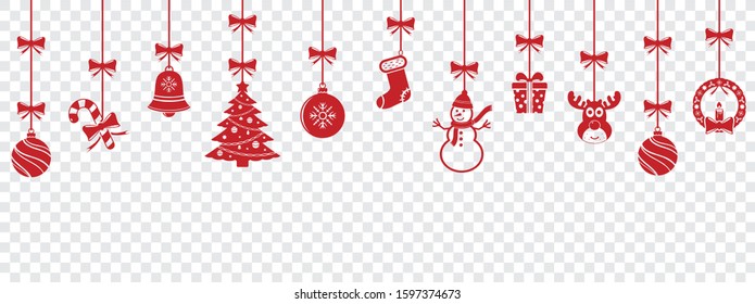 Vector Christmas hanging ornaments background