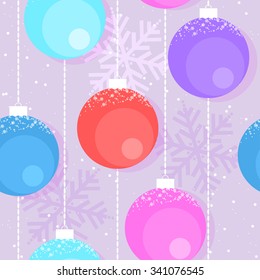 vector Christmas and Happy New Year seamless pattern with decorative balls
