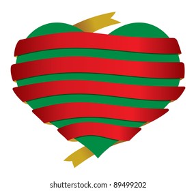 Vector christmas heart banner ribbon