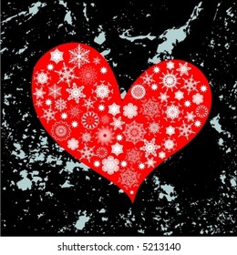 vector christmas heart with snowflakes