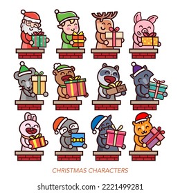 Vector Christmas holiday animal characters
