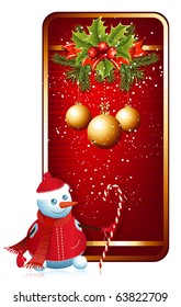 Vektorgrafik. Weihnachtsferien-Hintergrund mit Schneemännern.