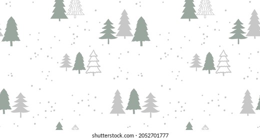Vector Christmas holiday seamless pattern. Festive illustration  Forest on a white background. Design for gift wrapping paper, fabric, clothes, textile, surface textures, scrapbook, wallpaper.
