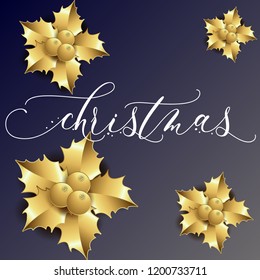 Vector Christmas holly with berries