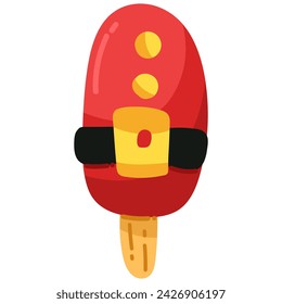 Vector Christmas ice cream illustration. New year hand painting Santa cakesicle isolated on white background. For designers, food decoration, menu, shop, for postcards, wrapping paper, covers.