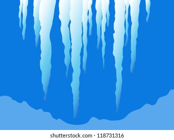 Vector christmas icicles on a blue background