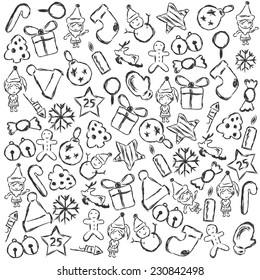 Vector christmas icon of background hand painted.