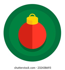 Vector Christmas icon flat red glass ball