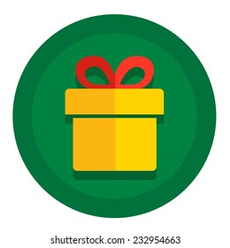 Vector Christmas icon flat with yellow gift box and bow