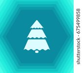 Vector christmas icon. New year illustration. flat Christmas tree on hexagonal background 