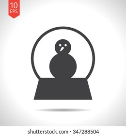 Vector christmas icon. New year illustration.  Snow globe with snowman