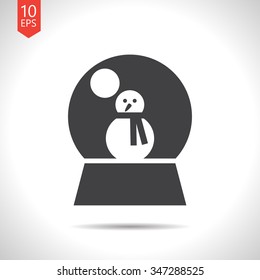 Vector christmas icon. New year illustration.  Snow globe with snowman