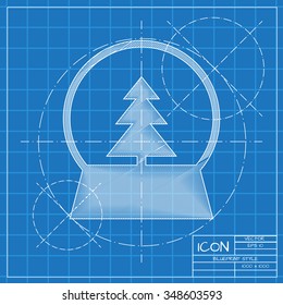 Vector christmas icon. New year illustration.  Snow globe