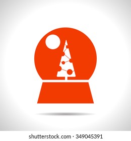 Vector christmas icon. New year illustration.  Snow globe