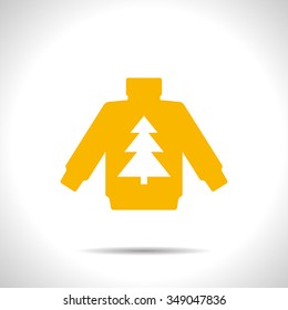 Vector christmas icon. New year illustration. Pullover with christmas tree