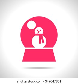 Vector christmas icon. New year illustration.  Snow globe with snowman