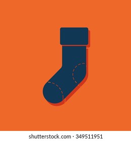 Vector christmas icon. New year illustration. Sock