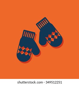 Vector christmas icon. New year illustration. Mittens