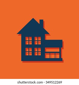 Vector christmas icon. New year illustration. House