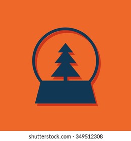 Vector christmas icon. New year illustration.  Snow globe
