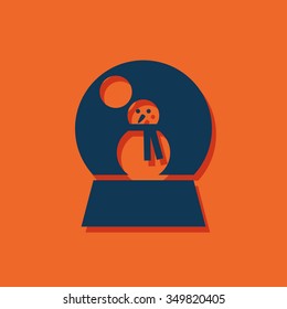 Vector christmas icon. New year illustration.  Snow globe with snowman