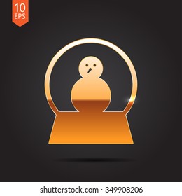 Vector christmas icon. New year illustration.  Snow globe with snowman