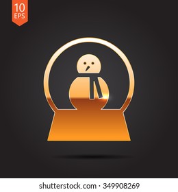 Vector christmas icon. New year illustration.  Snow globe with snowman