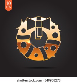 Vector christmas icon. New year illustration. Christmas wreath
